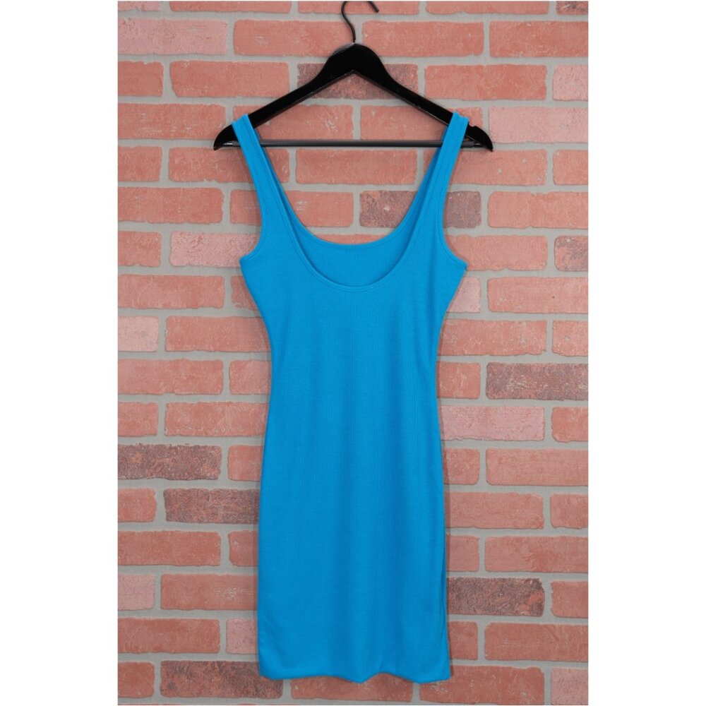 🆕 Ribbed Knit Bodycon Mini Dress - Blue - Picture 3 of 10